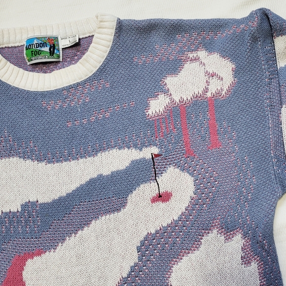 Vintage London Fog Golf Themed Sweater Rare HTF Made in USA - Picture 6 of 7